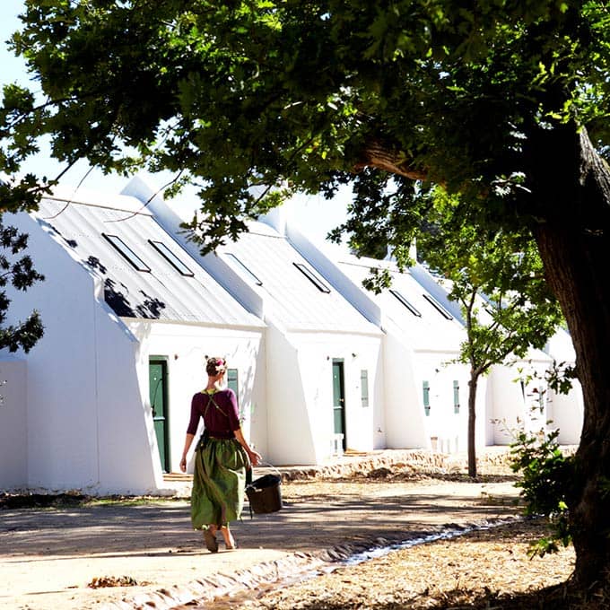 Exterior view of the Babylonstoren Hotel suites