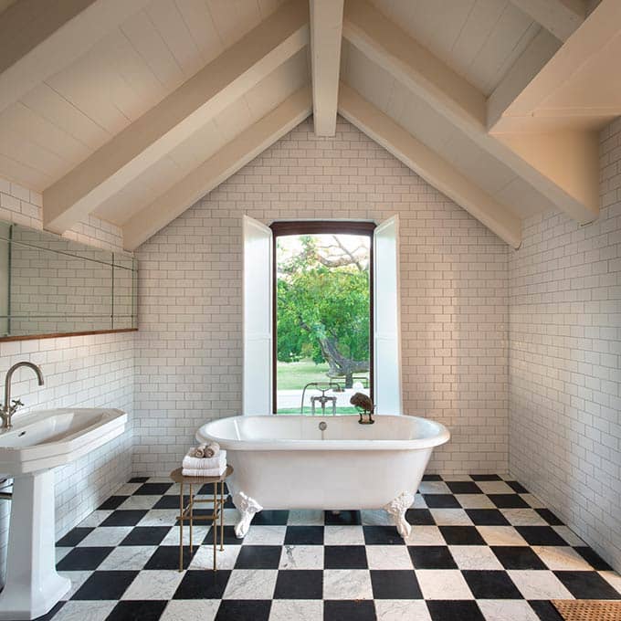 Bathroom of a farmhouse suite at Babylonstoren Hotel