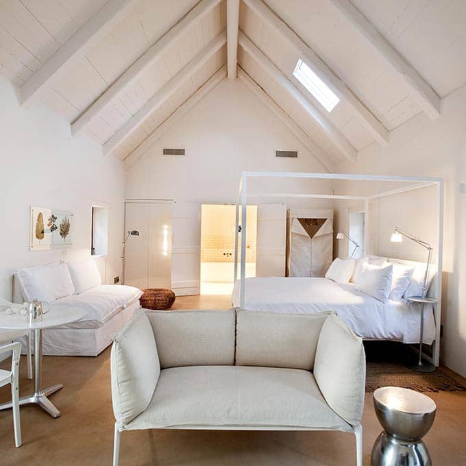 Cottage bedroom at Babylonstoren in the Cape Winelands