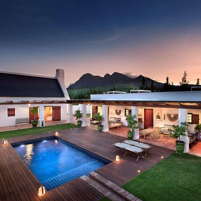 Swimming pool at the Fynbos family house at Babylonstoren Hotel